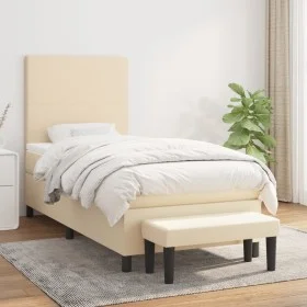 Cama box spring con colchón tela color crema 100x200 cm de vidaXL, Camas y somieres - Ref: Foro24-3136418, Precio: 379,09 €, ...
