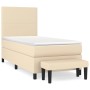 Cama box spring con colchón tela color crema 100x200 cm de vidaXL, Camas y somieres - Ref: Foro24-3136418, Precio: 376,70 €, ...