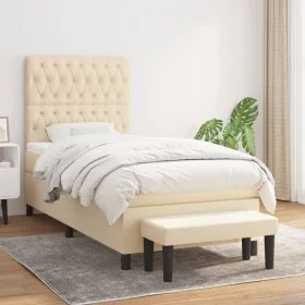 Boxspringbett mit cremefarbener Stoffmatratze 100x200 cm von vidaXL, Betten und Lattenroste - Ref: Foro24-3136818, Preis: 390...