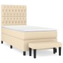 Cama box spring con colchón tela color crema 100x200 cm de vidaXL, Camas y somieres - Ref: Foro24-3136818, Precio: 381,30 €, ...