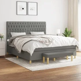 Cama box spring con colchón tela gris oscuro 180x200 cm de vidaXL, Camas y somieres - Ref: Foro24-3137414, Precio: 657,43 €, ...