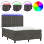 Cama box spring colchón y LED terciopelo gris oscuro 140x190 cm de vidaXL, Camas y somieres - Ref: Foro24-3136360, Precio: 51...