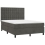 Cama box spring colchón y LED terciopelo gris oscuro 140x190 cm de vidaXL, Camas y somieres - Ref: Foro24-3136360, Precio: 51...