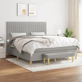 Cama box spring con colchón tela gris claro 180x200 cm de vidaXL, Camas y somieres - Ref: Foro24-3137333, Precio: 636,67 €, D...