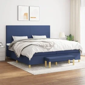Box spring bed with blue fabric mattress 200x200 cm by vidaXL, Beds and slatted bases - Ref: Foro24-3137027, Price: 725,36 €,...