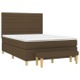 Cama box spring con colchón tela marrón oscuro 140x190 cm de vidaXL, Camas y somieres - Ref: Foro24-3137232, Precio: 538,44 €...