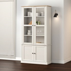 Armario con vitrina VIGO madera maciza pino blanco 85x35x170 cm en Librerías y estanterías | Comprar online en Foru.es