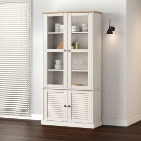 Armario con vitrina VIGO madera maciza pino blanco 85x35x170 cm en Librerías y estanterías | Comprar online en Foru.es