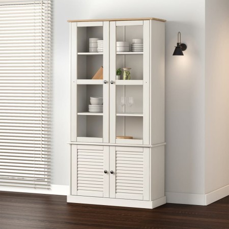 Armario con vitrina VIGO madera maciza pino blanco 85x35x170 cm en Librerías y estanterías | Comprar online en Foru.es
