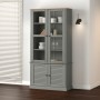 Armario con vitrina VIGO madera maciza pino gris 85x35x170 cm en Librerías y estanterías | Comprar online en Foru.es