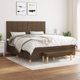 Cama box spring con colchón tela marrón oscuro 180x200 cm de vidaXL, Camas y somieres - Ref: Foro24-3137176, Precio: 644,00 €...