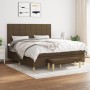Cama box spring con colchón tela marrón oscuro 180x200 cm de vidaXL, Camas y somieres - Ref: Foro24-3137176, Precio: 644,00 €...