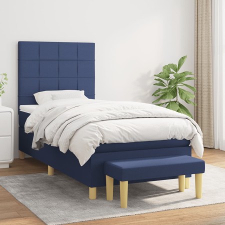 Cama box spring con colchón tela azul 100x200 cm de vidaXL, Camas y somieres - Ref: Foro24-3137139, Precio: 371,71 €, Descuen...