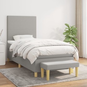 Cama box spring con colchón tela gris claro 80x200 cm de vidaXL, Camas y somieres - Ref: Foro24-3136949, Precio: 335,01 €, De...