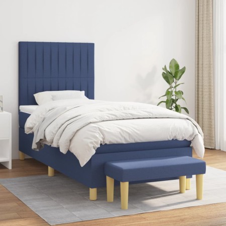 Cama box spring con colchón tela azul 90x200 cm de vidaXL, Camas y somieres - Ref: Foro24-3137291, Precio: 368,41 €, Descuent...