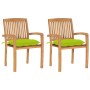 Sillas de jardín 2 uds madera de teca y cojines verde brillante en Sillas de jardín | Comprar online en Foru.es