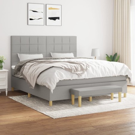 Cama box spring con colchón tela gris claro 160x200 cm de vidaXL, Camas y somieres - Ref: Foro24-3137165, Precio: 579,43 €, D...