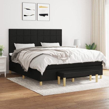 Cama box spring con colchón tela negro 180x200 cm de vidaXL, Camas y somieres - Ref: Foro24-3137175, Precio: 673,14 €, Descue...