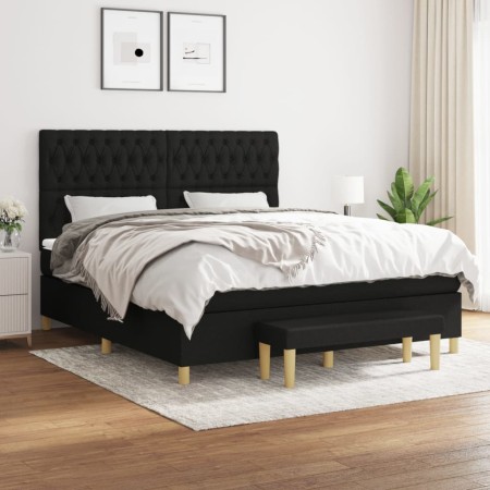 Cama box spring con colchón tela negro 180x200 cm de vidaXL, Camas y somieres - Ref: Foro24-3137415, Precio: 678,57 €, Descue...