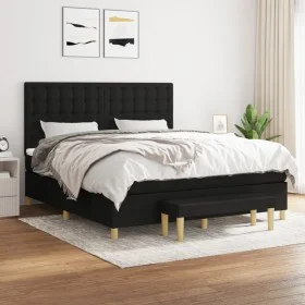 Cama box spring con colchón tela negro 180x200 cm de vidaXL, Camas y somieres - Ref: Foro24-3137495, Precio: 666,04 €, Descue...