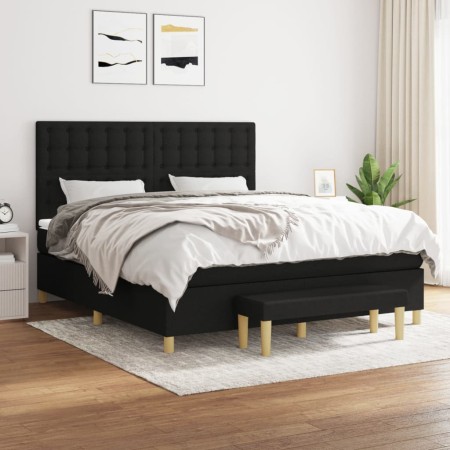 Cama box spring con colchón tela negro 180x200 cm de vidaXL, Camas y somieres - Ref: Foro24-3137495, Precio: 680,79 €, Descue...