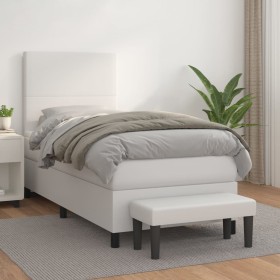 Cama box spring con colchón cuero sintético blanco 100x200 cm de vidaXL, Camas y somieres - Ref: Foro24-3137528, Precio: 388,...