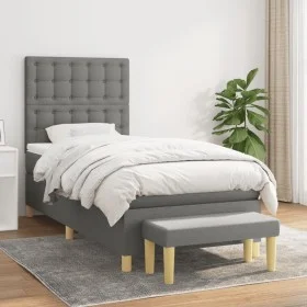 Box spring bed with dark gray fabric mattress 90x190 cm by vidaXL, Beds and slatted bases - Ref: Foro24-3137438, Price: 350,7...