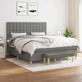 Cama box spring con colchón tela gris oscuro 180x200 cm de vidaXL, Camas y somieres - Ref: Foro24-3137494, Precio: 681,67 €, ...