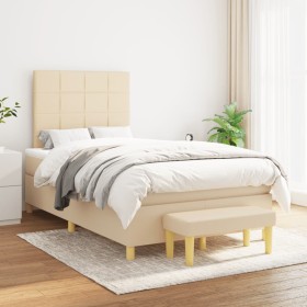 Cama box spring con colchón tela color crema 120x200 cm de vidaXL, Camas y somieres - Ref: Foro24-3137146, Precio: 452,67 €, ...