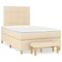 Box spring bed with cream fabric mattress 120x200 cm by vidaXL, Beds and slatted bases - Ref: Foro24-3137146, Price: 455,23 €...
