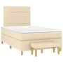 Box spring bed with cream fabric mattress 120x200 cm by vidaXL, Beds and slatted bases - Ref: Foro24-3137146, Price: 455,23 €...