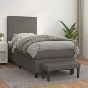 Boxspringbett mit grauer Kunstledermatratze 90x190 cm von vidaXL, Betten und Lattenroste - Ref: Foro24-3137519, Preis: 364,85...
