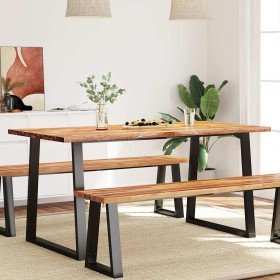 Mesa de comedor con borde vivo madera maciza acacia 160x80x75cm en Mesas de comedor | Comprar online en Foru.es