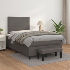 Cama box spring con colchón cuero sintético gris 120x200 cm de vidaXL, Camas y somieres - Ref: Foro24-3137537, Precio: 461,22...