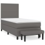 Cama box spring con colchón cuero sintético gris 100x200 cm de vidaXL, Camas y somieres - Ref: Foro24-3137531, Precio: 407,58...