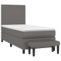 Cama box spring con colchón cuero sintético gris 100x200 cm de vidaXL, Camas y somieres - Ref: Foro24-3137531, Precio: 407,58...