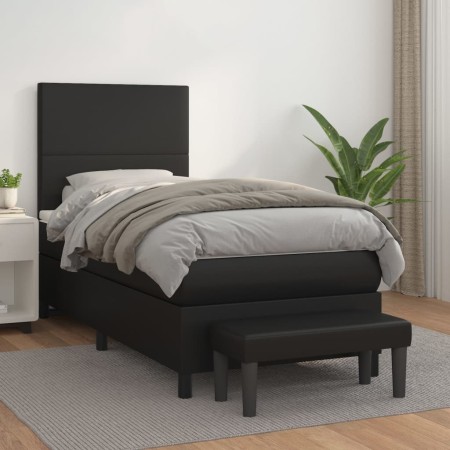 Cama box spring con colchón cuero sintético negro 80x200 cm de vidaXL, Camas y somieres - Ref: Foro24-3137509, Precio: 323,68...