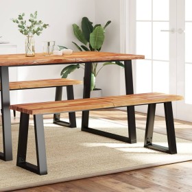 Banco con borde vivo madera maciza de acacia 140 cm en Bancos para recibidores y almacenamiento | Comprar online en Foru.es