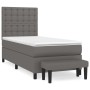 Cama box spring con colchón cuero sintético gris 100x200 cm de vidaXL, Camas y somieres - Ref: Foro24-3137651, Precio: 404,65...