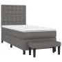 Box spring bed with gray synthetic leather mattress 90x200 cm by vidaXL, Beds and slatted bases - Ref: Foro24-3137645, Price:...