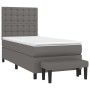 Cama box spring con colchón cuero sintético gris 90x200 cm de vidaXL, Camas y somieres - Ref: Foro24-3137645, Precio: 378,80 ...