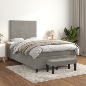 Cama box spring con colchón terciopelo gris claro 120x200 cm de vidaXL, Camas y somieres - Ref: Foro24-3137713, Precio: 440,3...
