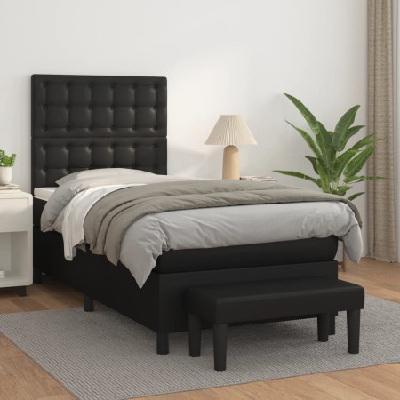 Cama box spring con colchón cuero sintético negro 100x200 cm de vidaXL, Camas y somieres - Ref: Foro24-3137647, Precio: 366,9...