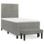 Cama box spring con colchón terciopelo gris claro 100x200 cm de vidaXL, Camas y somieres - Ref: Foro24-3137767, Precio: 335,5...