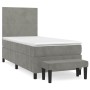 Cama box spring con colchón terciopelo gris claro 90x190 cm de vidaXL, Camas y somieres - Ref: Foro24-3137701, Precio: 354,23...
