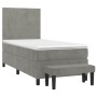 Cama box spring con colchón terciopelo gris claro 90x190 cm de vidaXL, Camas y somieres - Ref: Foro24-3137701, Precio: 354,23...