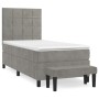 Cama box spring con colchón terciopelo gris claro 100x200 cm de vidaXL, Camas y somieres - Ref: Foro24-3137827, Precio: 359,9...