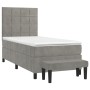 Cama box spring con colchón terciopelo gris claro 100x200 cm de vidaXL, Camas y somieres - Ref: Foro24-3137827, Precio: 359,9...