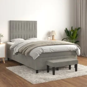Boxspringbett mit hellgrauer Samtmatratze 120x200 cm von vidaXL, Betten und Lattenroste - Ref: Foro24-3137953, Preis: 442,78 ...