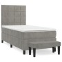 Cama box spring con colchón terciopelo gris claro 90x190 cm de vidaXL, Camas y somieres - Ref: Foro24-3137821, Precio: 354,45...